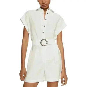 Mango Alec Playsuit White Belted Viscose Buttons New With Tags  Women's Small